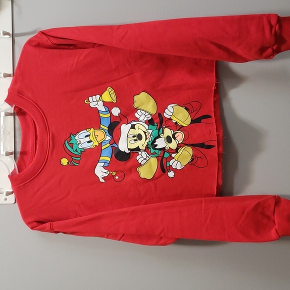 Disney Tops - Disney Mickey & Friends Mickey, Donald & Goofy NWOT Cropped Holiday Sweatshi…